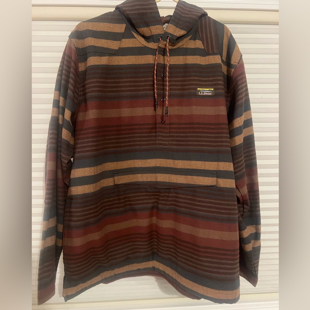 LL Bean Striped Hooded Pullover